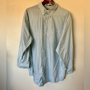 Lands' End Men's Light Blue/Green Striped Shirt